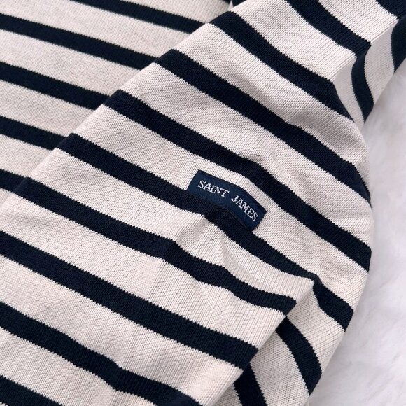 NWT - Saint James Meridien Stripe Unisex T-shirt - Ecru/Marine⚓ - Picture 3 of 5